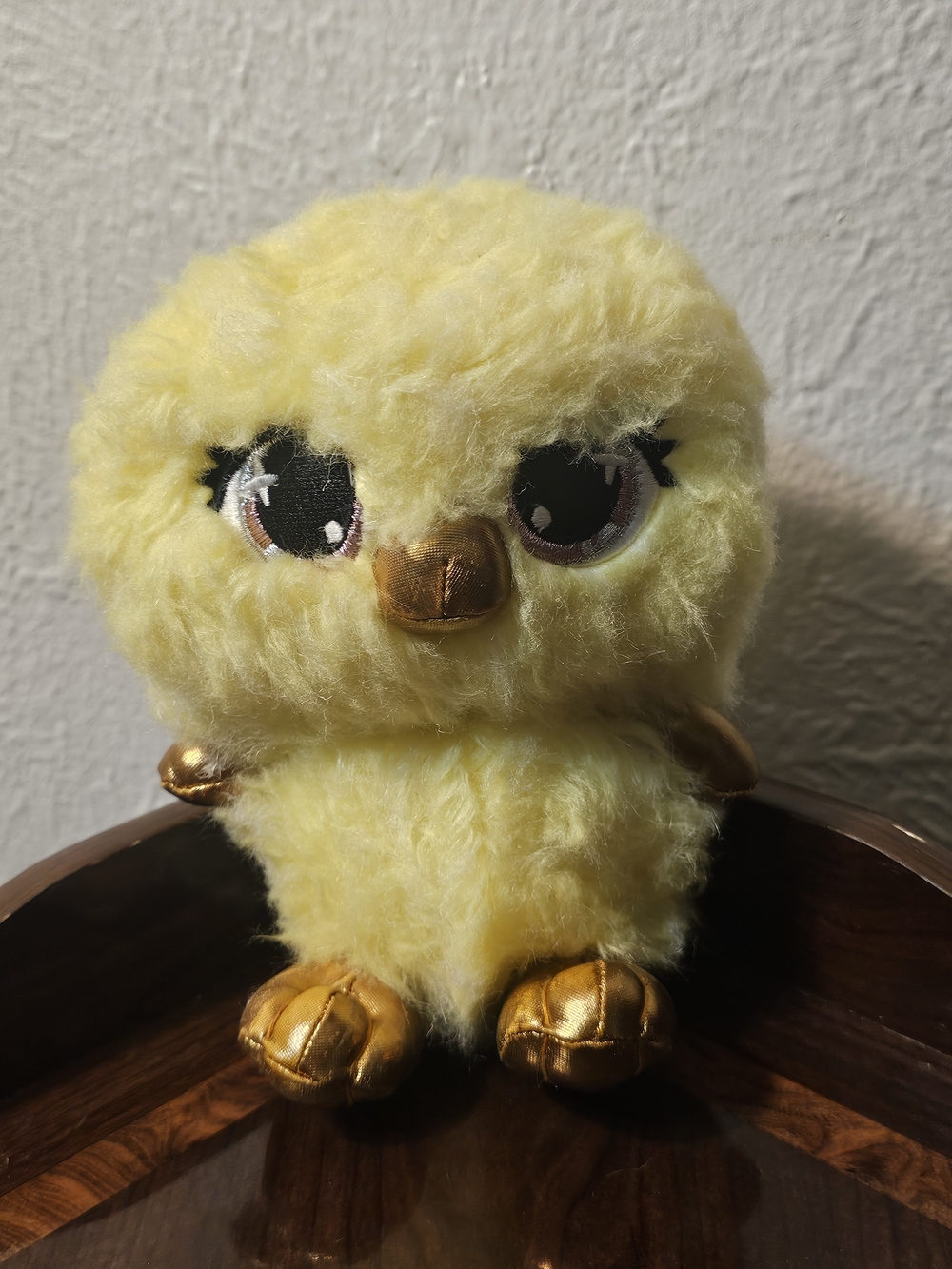 Lush Yellow Fluffy Chick Plush with Metallic Gold Beak & Feet
